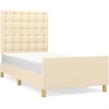 Image de vidaXL Cadre de lit avec tête de lit Crème 90x190 cm Tissu
