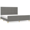 Image de vidaXL Cadre de lit avec tête de lit gris foncé 180x200 cm Tissu
