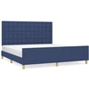 Image de vidaXL Cadre de lit avec tête de lit bleu 180x200 cm Tissu