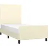 Image de vidaXL Sommier avec tête de lit Crème 100x200 cm Similicuir