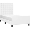 Image de vidaXL Cadre de lit avec tête de lit blanc 90x200 cm similicuir
