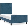 Image de vidaXL Cadre de lit sans matelas bleu foncé 100x200 cm velours