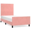 Image de vidaXL Cadre de lit avec tête de lit rose 100x200 cm velours