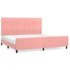 Image de vidaXL Cadre de lit avec tête de lit rose 200x200 cm velours