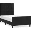 Image de vidaXL Sommier avec tête de lit noir 80x200 cm velours