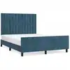 Image de vidaXL Cadre de lit sans matelas bleu foncé 140x190 cm velours