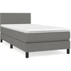 Image de vidaXL Lit boxspring avec matelas gris foncé 80x200 cm Tissu