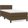 Image de vidaXL Lit boxspring avec matelas brun foncé 80x200 cm Tissu