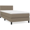 Image de vidaXL Lit boxspring avec matelas Taupe 90x190 cm Tissu