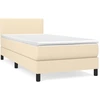 Image de vidaXL Lit boxspring avec matelas Crème 90x190 cm Tissu