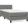 Image de vidaXL Lit boxspring avec matelas gris foncé 90x200 cm Tissu