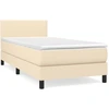Image de vidaXL Lit boxspring avec matelas Crème 90x200 cm Tissu