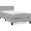 Image de vidaXL Lit boxspring avec matelas gris clair 100x200 cm Tissu