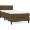 Image de vidaXL Lit boxspring avec matelas brun foncé 100x200 cm Tissu