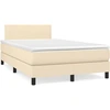 Image de vidaXL Lit Boxspring avec matelas Crème 120x200 cm Tissu