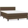 Image de vidaXL Lit boxspring avec matelas brun foncé 140x190 cm Tissu