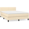 Image de vidaXL Lit boxspring avec matelas Crème 140x190 cm Tissu