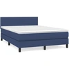 Image de vidaXL Lit boxspring avec matelas bleu 140x190 cm Tissu