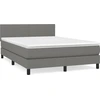 Image de vidaXL Lit boxspring avec matelas gris foncé 140x200 cm Tissu