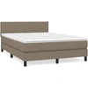 Image de vidaXL Lit boxspring avec matelas Taupe 140x200 cm Tissu