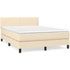Image de vidaXL Lit boxspring avec matelas Crème 140x200 cm Tissu