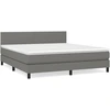 Image de vidaXL Lit boxspring avec matelas gris foncé 160x200 cm Tissu