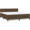 Image de vidaXL Lit boxspring avec matelas brun foncé 180x200 cm Tissu