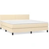 Image de vidaXL Lit boxspring avec matelas Crème 180x200 cm Tissu