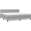 Image de vidaXL Lit boxspring avec matelas gris clair 200x200 cm Tissu