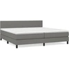 Image de vidaXL Lit boxspring avec matelas gris foncé 200x200 cm Tissu