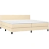 Image de vidaXL Lit boxspring avec matelas Crème 200x200 cm Tissu