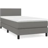 Image de vidaXL Lit boxspring avec matelas gris foncé 80x200 cm Tissu