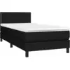 Image de vidaXL Lit boxspring avec matelas noir 80x200 cm tissu