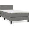 Image de vidaXL Lit boxspring avec matelas gris foncé 90x200 cm Tissu