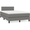 Image de vidaXL Lit boxspring avec matelas gris foncé 120x200 cm Tissu