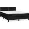 Image de vidaXL Lit boxspring avec matelas noir 140x190 cm Tissu