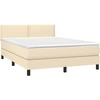 Image de vidaXL Lit boxspring avec matelas Crème 140x190 cm Tissu