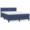 Image de vidaXL Lit boxspring avec matelas bleu 140x190 cm Tissu