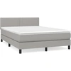 Image de vidaXL Lit boxspring avec matelas gris clair 140x200 cm Tissu