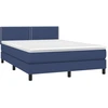 Image de vidaXL Lit boxspring avec matelas bleu 140x200 cm Tissu