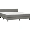 Image de vidaXL Lit boxspring avec matelas gris foncé 180x200 cm Tissu