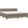 Image de vidaXL Lit boxspring avec matelas Taupe 200x200 cm Tissu