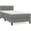Image de vidaXL Lit boxspring avec matelas gris foncé 80x200 cm Tissu