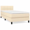 Image de vidaXL Lit boxspring avec matelas Crème 80x200 cm Tissu