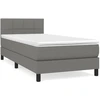 Image de vidaXL Lit boxspring avec matelas gris foncé 90x190 cm Tissu