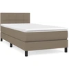 Image de vidaXL Lit boxspring avec matelas Taupe 90x190 cm Tissu