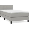 Image de vidaXL Lit boxspring avec matelas gris clair 90x200 cm Tissu