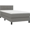 Image de vidaXL Lit boxspring avec matelas gris foncé 90x200 cm Tissu