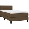 Image de vidaXL Lit boxspring avec matelas brun foncé 90x200 cm Tissu