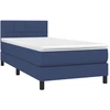 Image de vidaXL Lit boxspring avec matelas bleu 90x200 cm Tissu